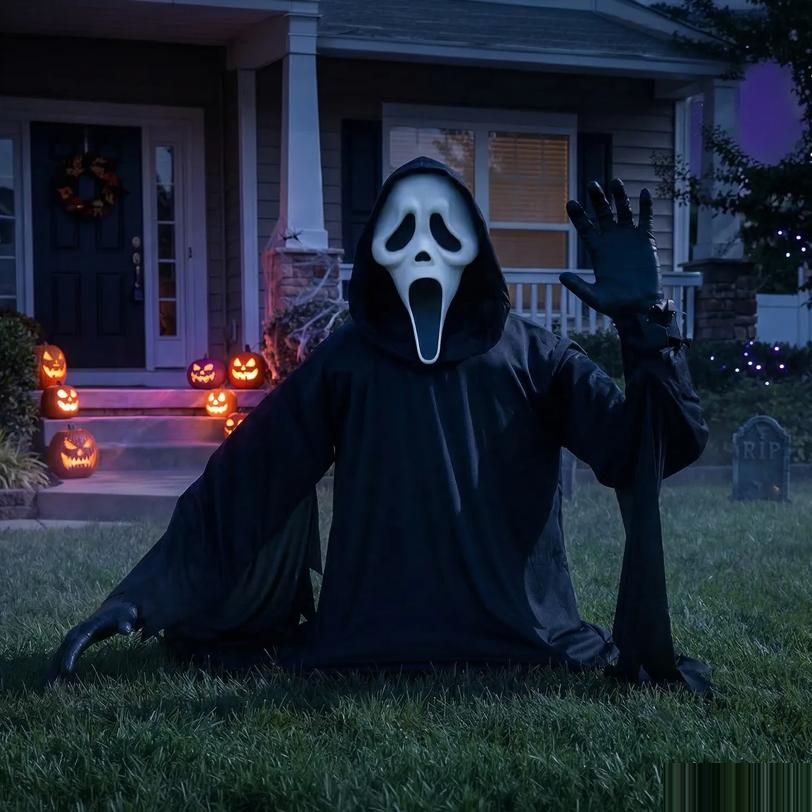 4 ft Ghost Face Waving Grave Breaker Halloween Decoration