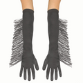 Adults Long Polyester Gloves with Black Fringe Costume Accessory