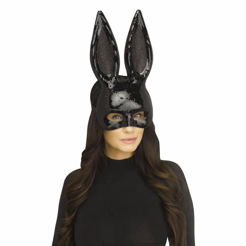 Adults Black Mirror Bling Bunny Half Mask