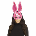 Adults Pink Mirror Bling Bunny Half Mask
