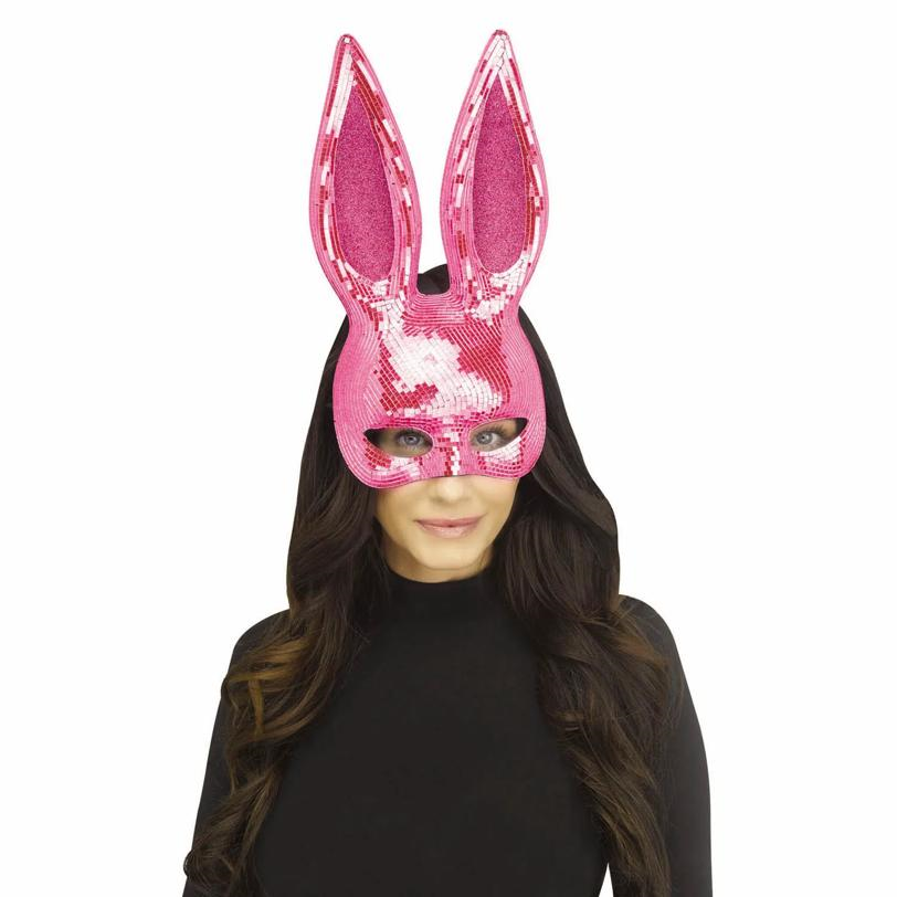 Adults Pink Mirror Bling Bunny Half Mask