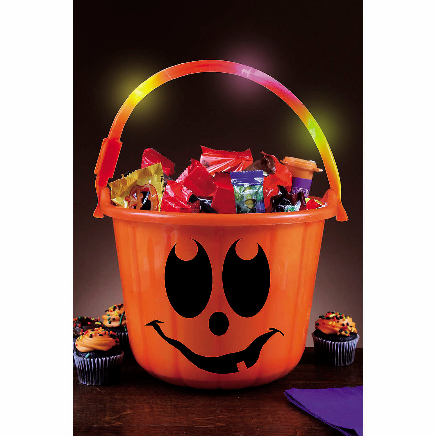 Light-Up Orange Jack-O'-Lantern Trick-or-Treat Safety Bucket