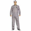 Adults Black & White Polyester Jailbird Costume