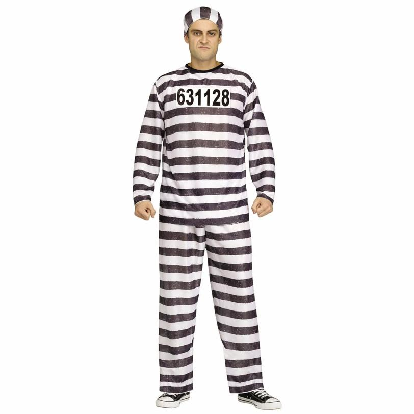 Adults Black & White Polyester Jailbird Costume
