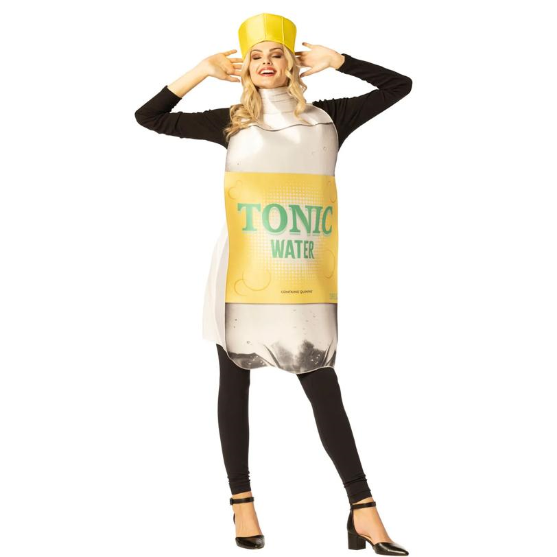 Adults Tonic Water Bottle Tunic Costume with Hat - One Size