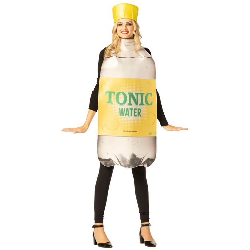 Adults Tonic Water Bottle Tunic Costume with Hat - One Size
