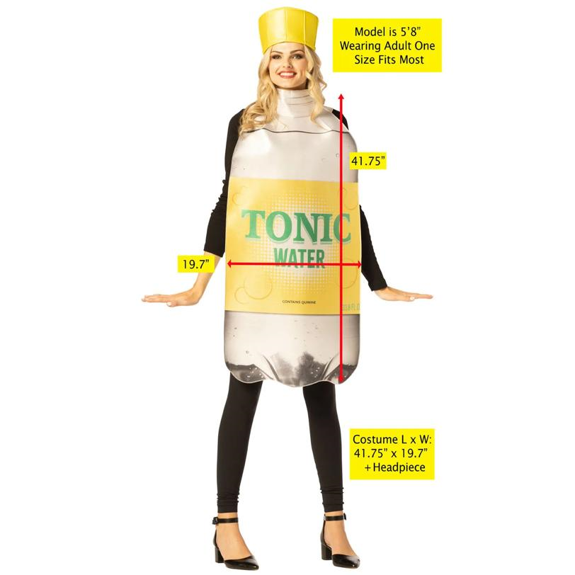 Adults Tonic Water Bottle Tunic Costume with Hat - One Size