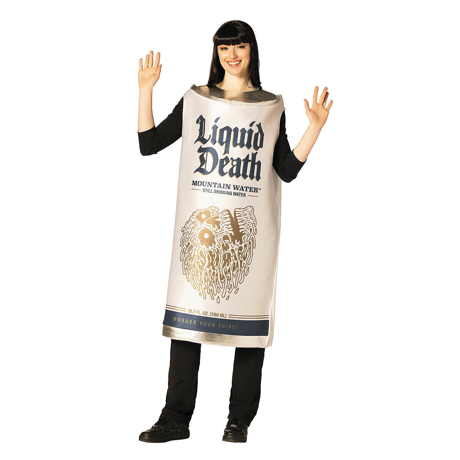 Adults Liquid Death Mountain Water Still Drinking Water White Can Tunic Costume