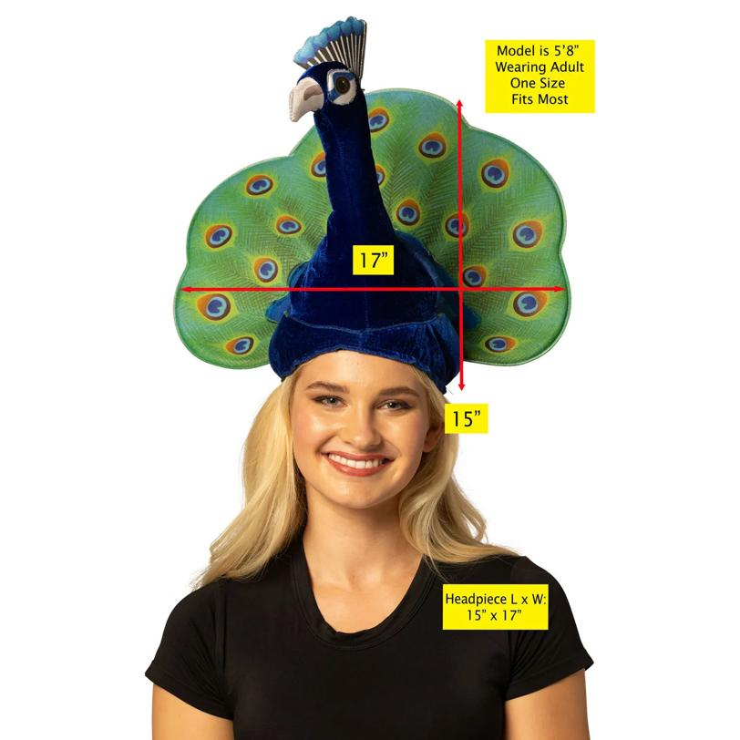 Adults Full-Color 3D Peacock Hat Costume Accessory