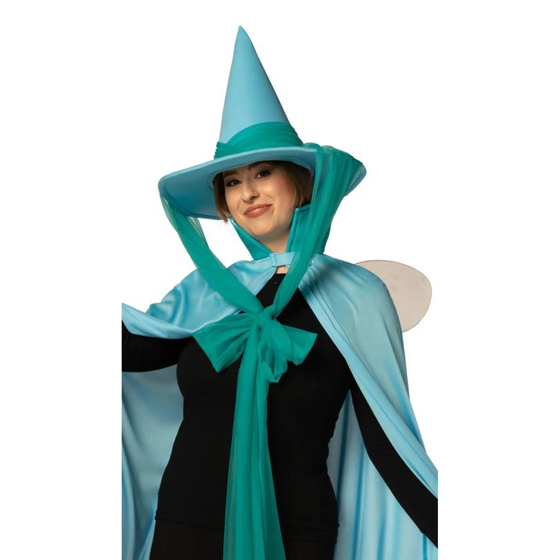 Adults Blue Fairy Godmother Hat, Cape & Wand Costume