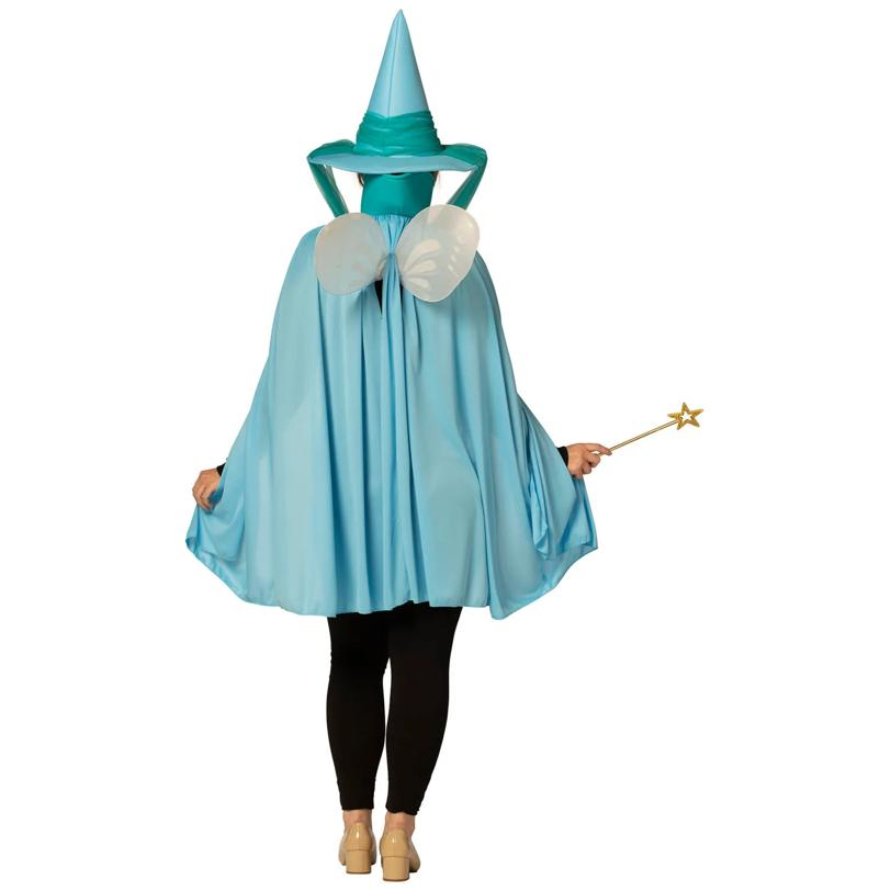 Adults Blue Fairy Godmother Hat, Cape & Wand Costume
