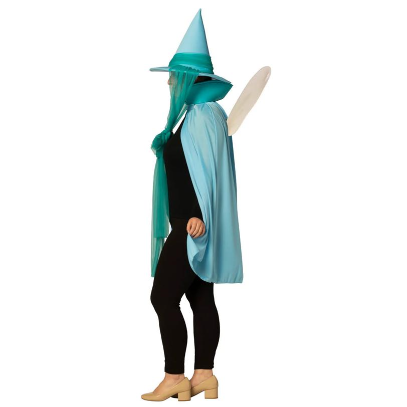 Adults Blue Fairy Godmother Hat, Cape & Wand Costume