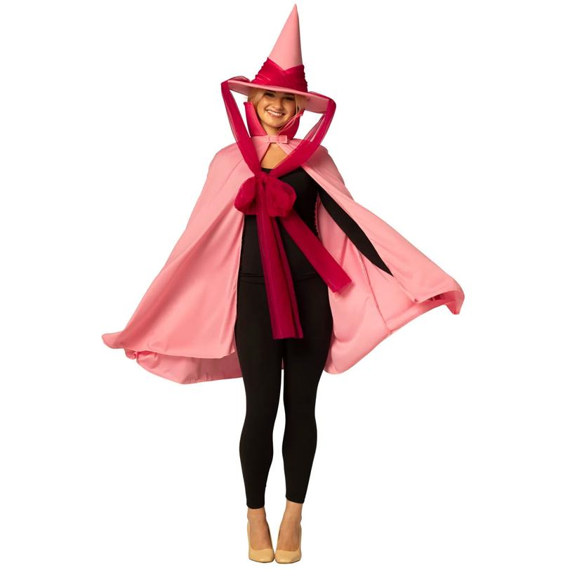 Adults Pink Fairy Godmother Hat, Cape & Wand Costume