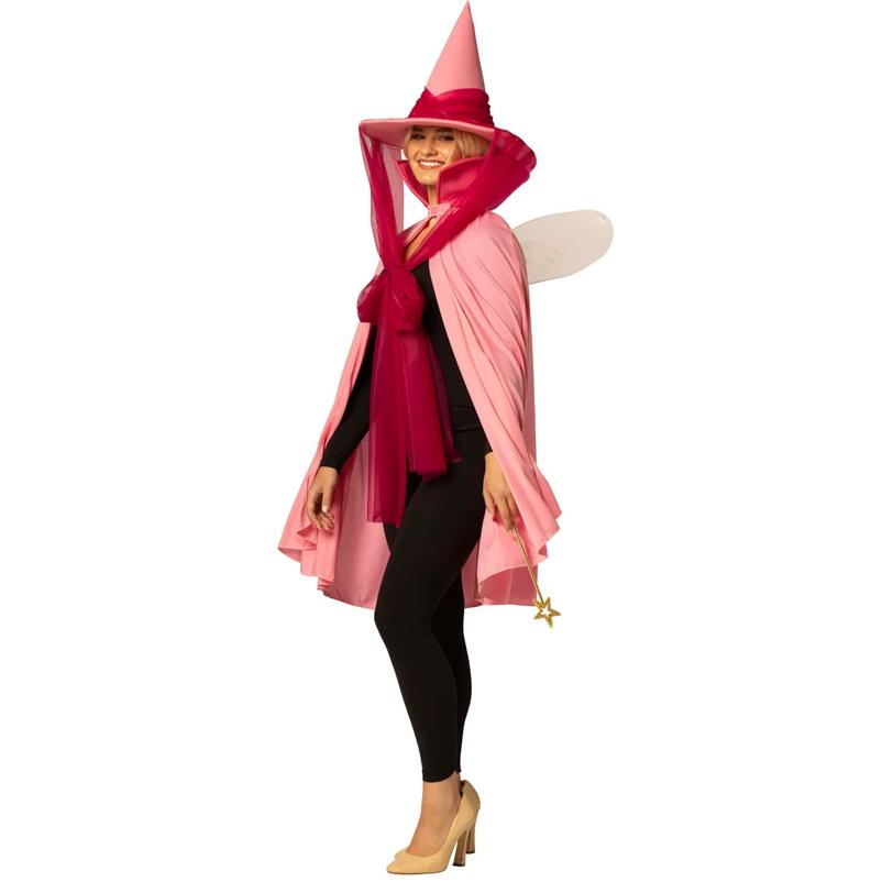 Adults Pink Fairy Godmother Hat, Cape & Wand Costume