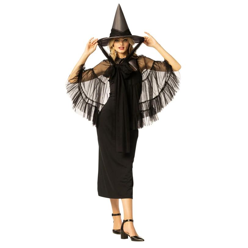 Adults Black Witch Hat & Cape Costume