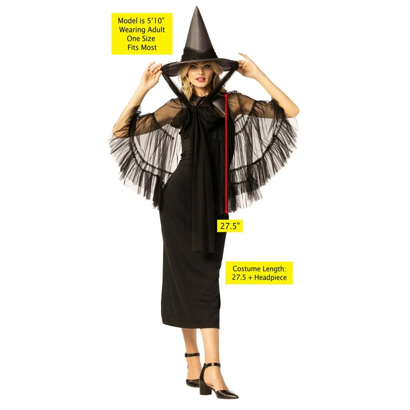 Adults Black Witch Hat & Cape Costume