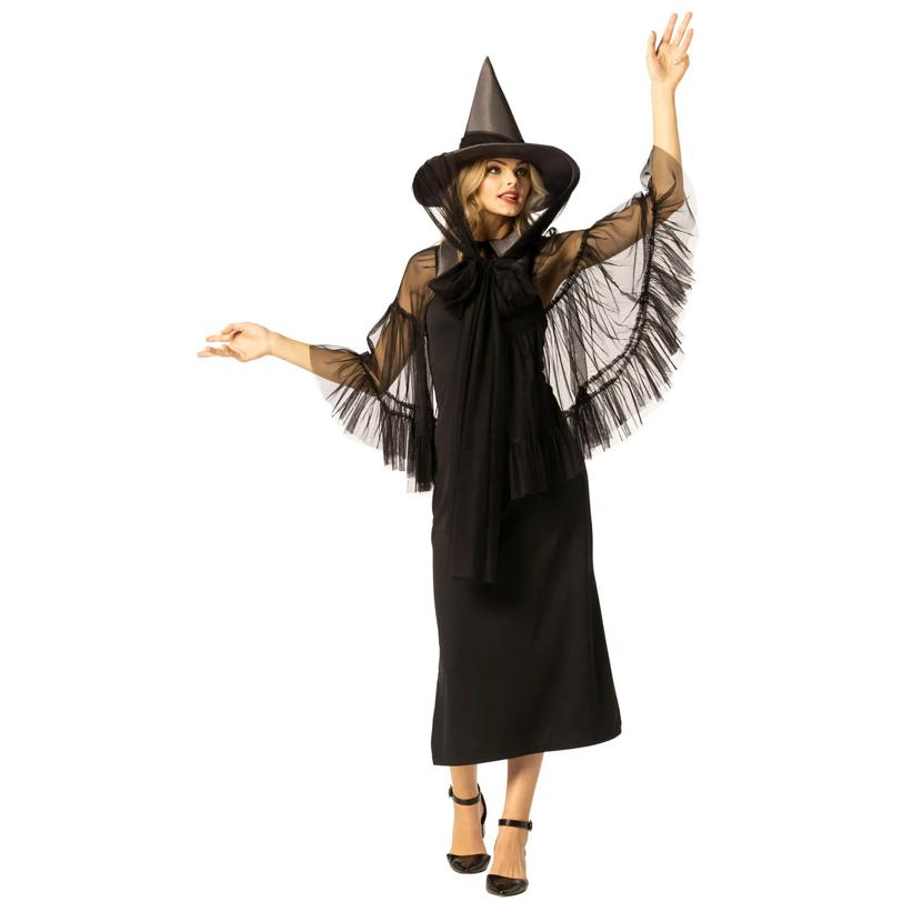 Adults Black Witch Hat & Cape Costume