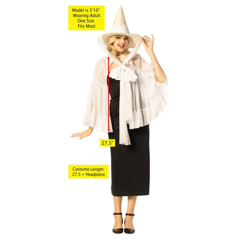 Adults White Witch Hat & Cape Costume