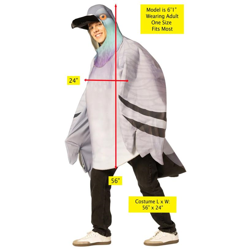 Adults Gray Pigeon Long-Sleeved Tunic Costume