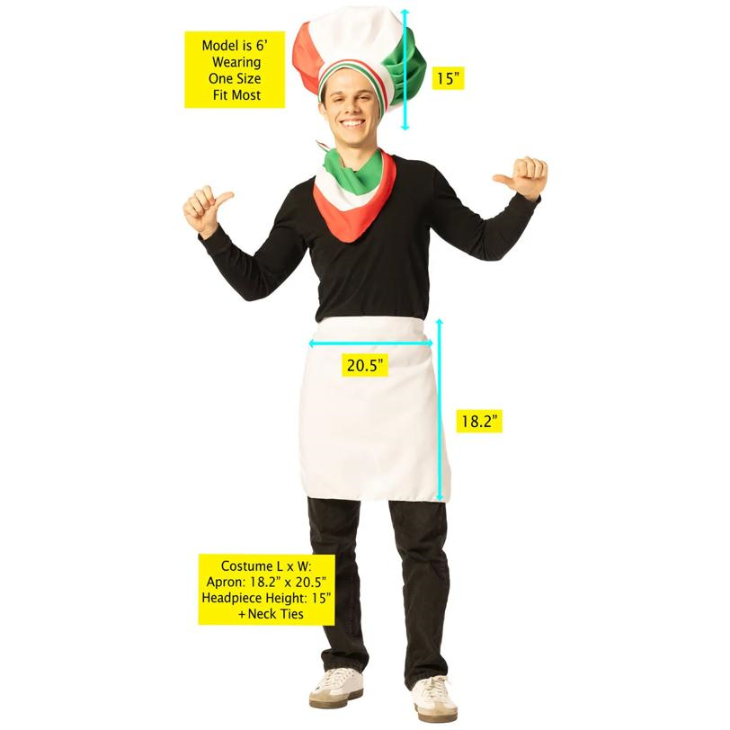 Adults Italian Chef Hat, Scarf & Apron Costume