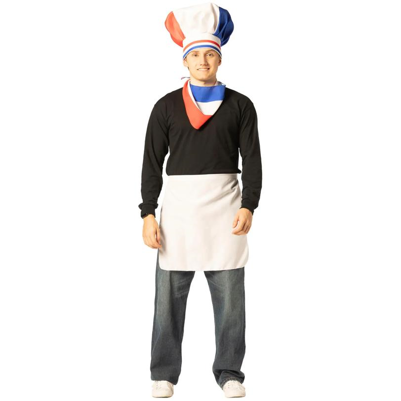 Adults French Chef Hat, Scarf & Apron Costume