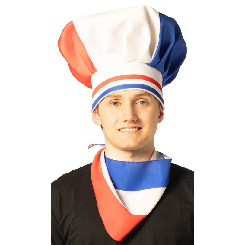 Adults French Chef Hat, Scarf & Apron Costume
