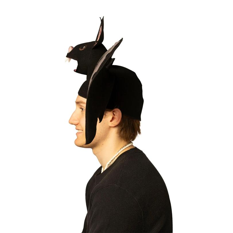 Adults Smiling Black Bat Hat with Wings Costume Accessory