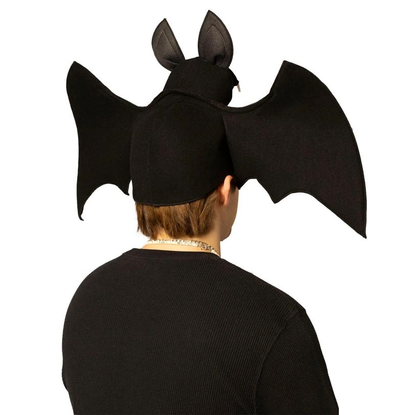 Adults Smiling Black Bat Hat with Wings Costume Accessory