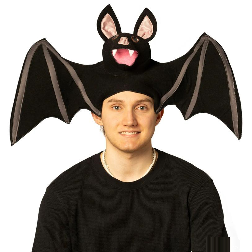 Adults Smiling Black Bat Hat with Wings Costume Accessory