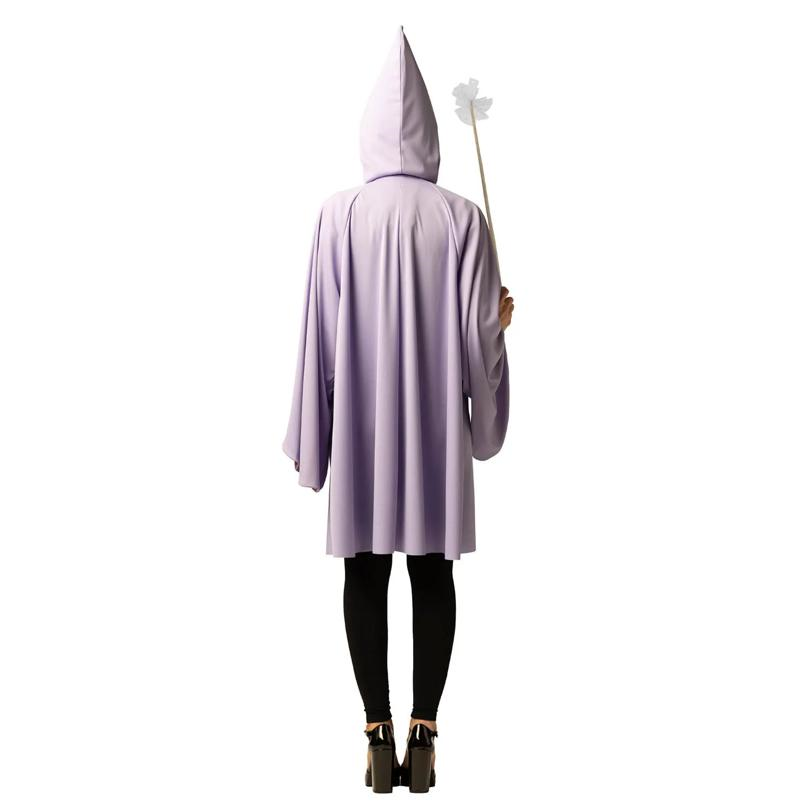 Adults Purple Fairy Godmother Hooded Cape & Wand Costume