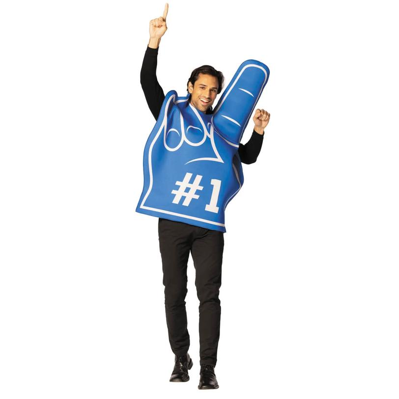 Adults Blue Team Spirit #1 Foam Finger Tunic Costume