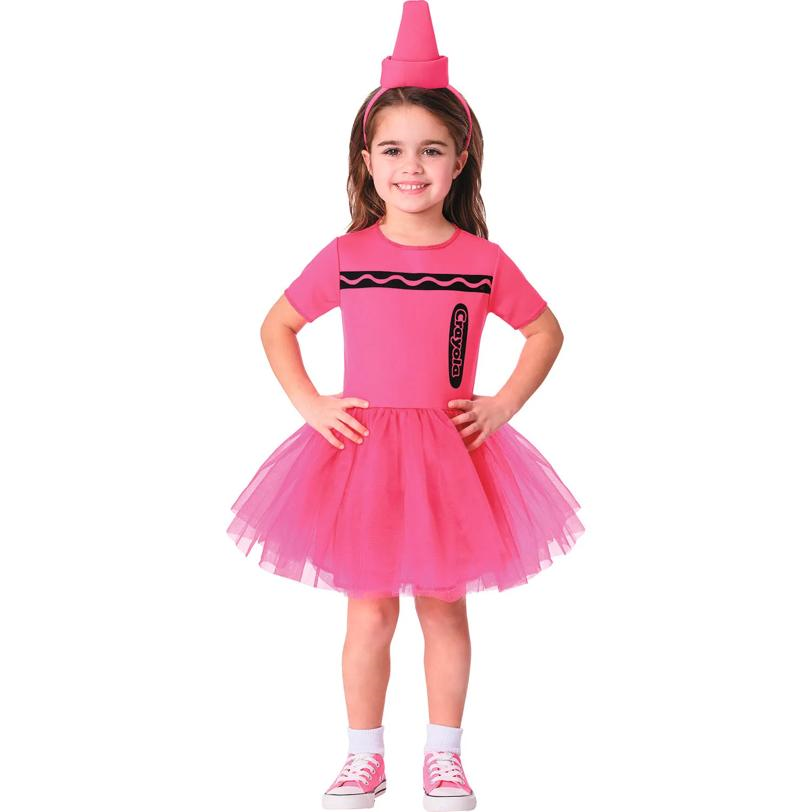 Toddler Crayola Pink Crayon Box Dress Costume