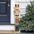 3 Ft. Large Classic Gold Wood Holiday Nutcracker with Scepter