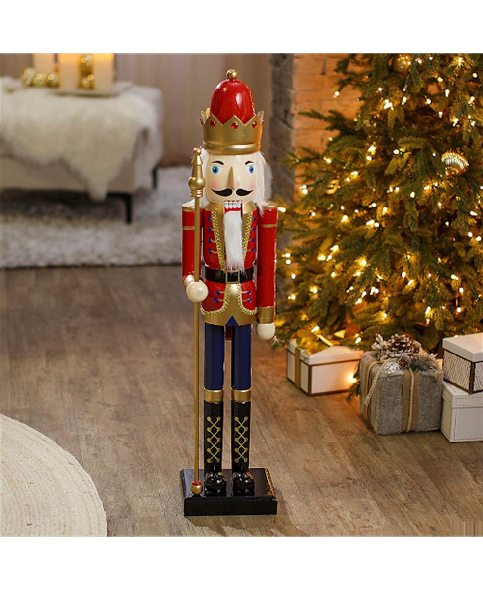 3 Ft. Large Classic Red Wood Holiday Nutcracker with Scepter