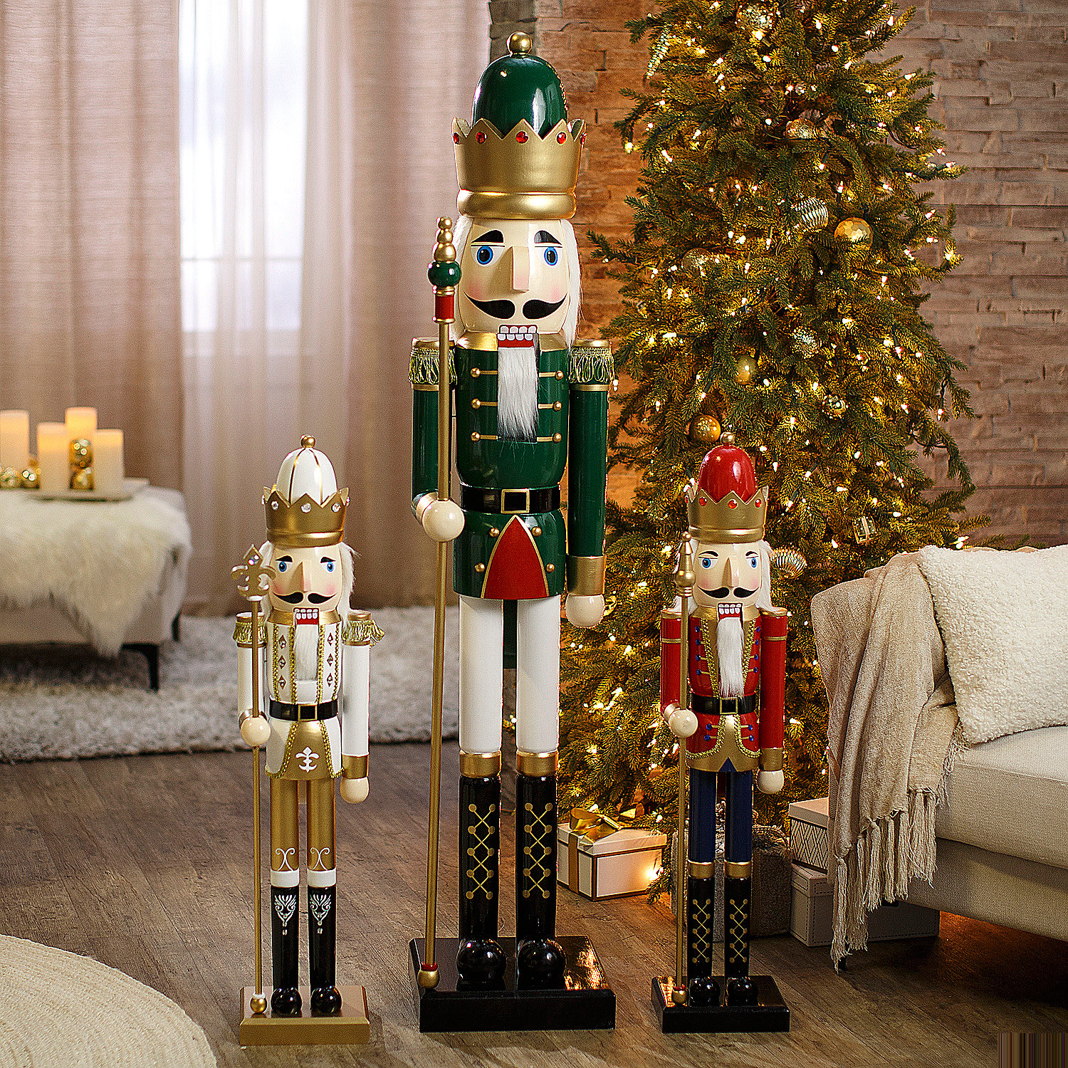 3 Ft. Large Classic Red Wood Holiday Nutcracker with Scepter