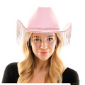 Adults Pink Cowboy Hat with Rhinestone Fringe