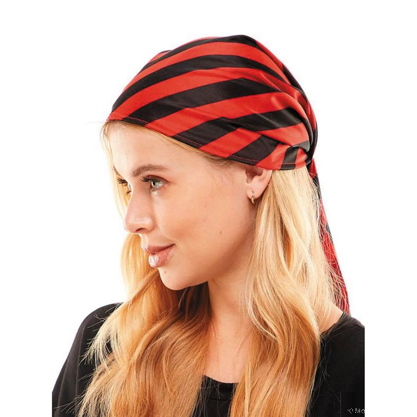 Adults Red & Black Striped Pirate Bandana