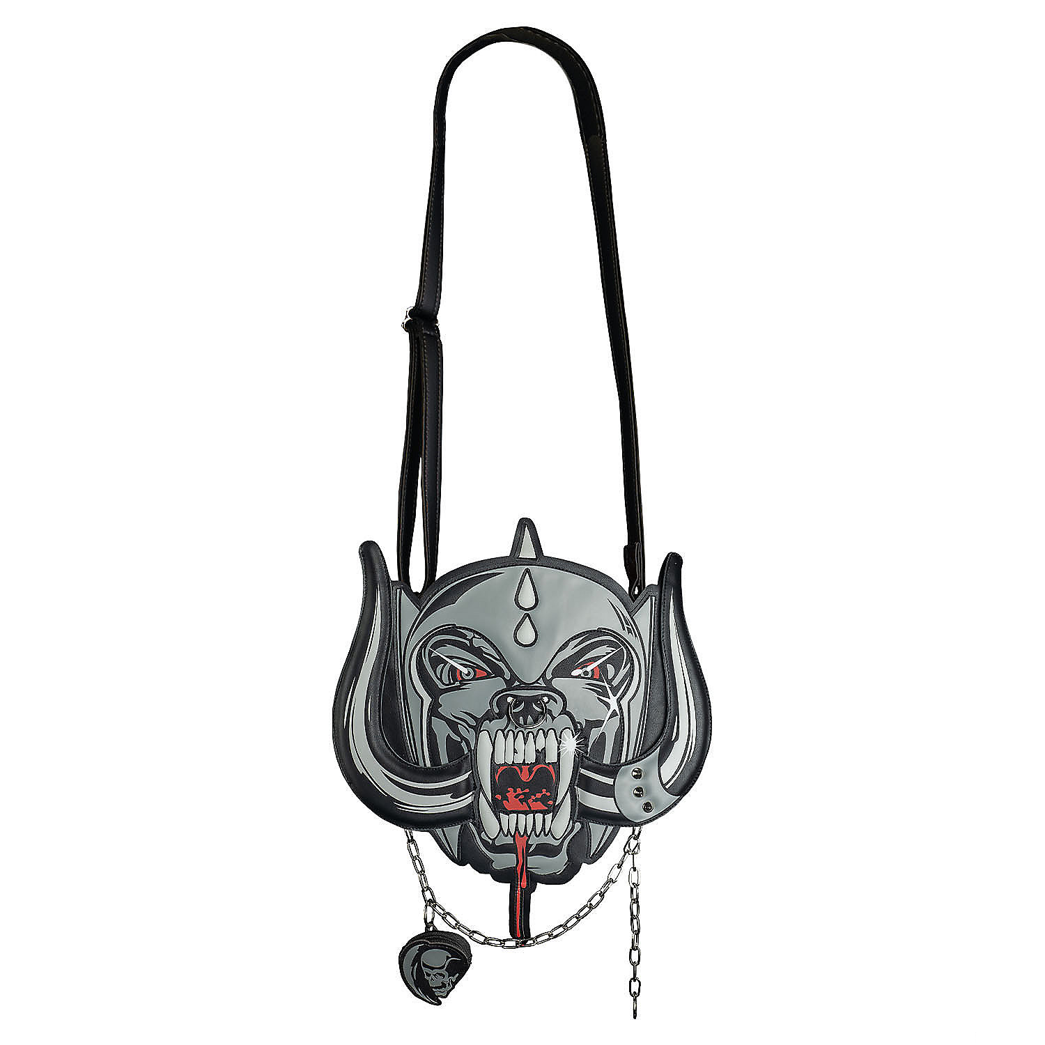 13" Motrhead Warpig Head Vegan Leather Bag with Skull Coin Purse