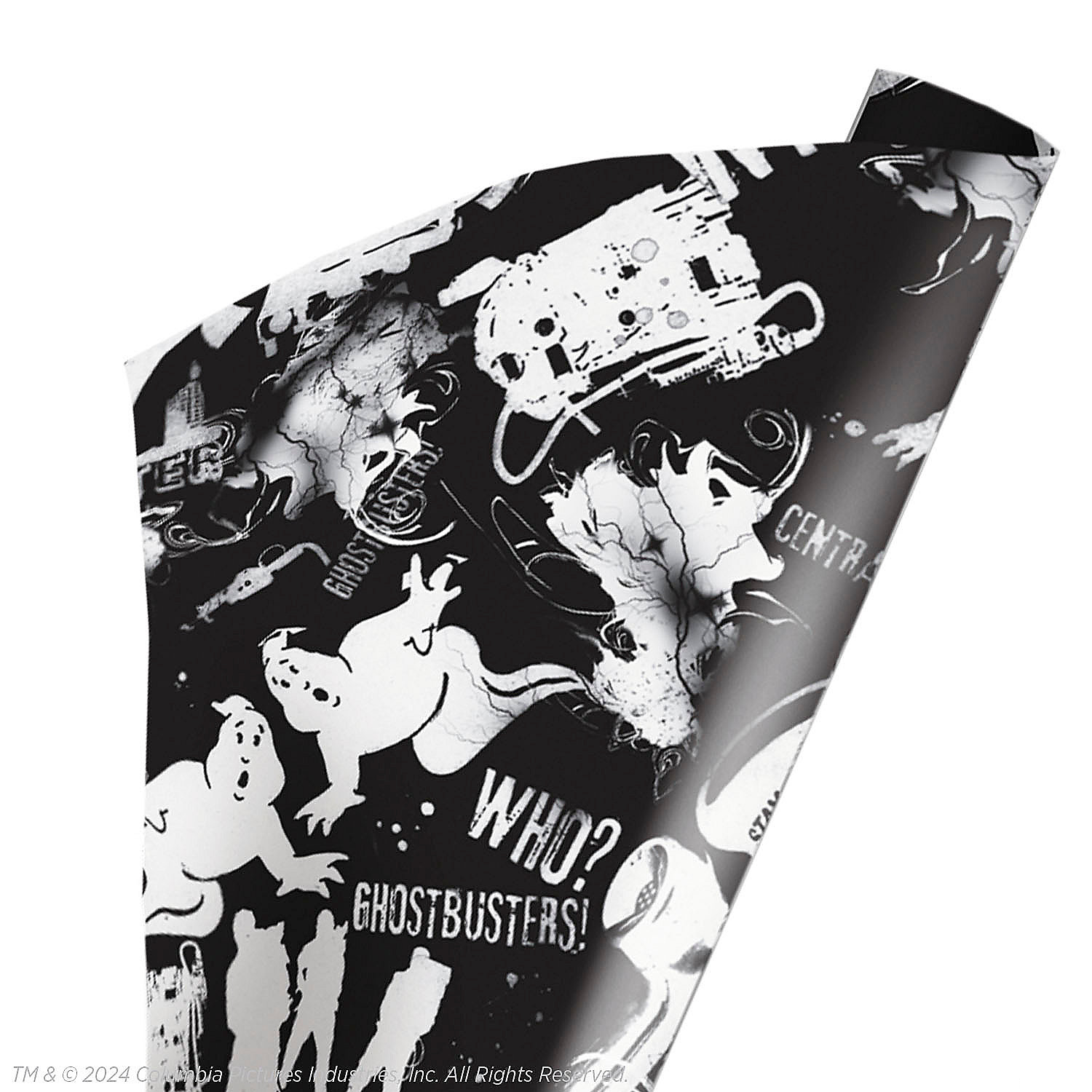 96" x 30" Wrapped in Terror GhostbustersT Black & White Wrapping Paper