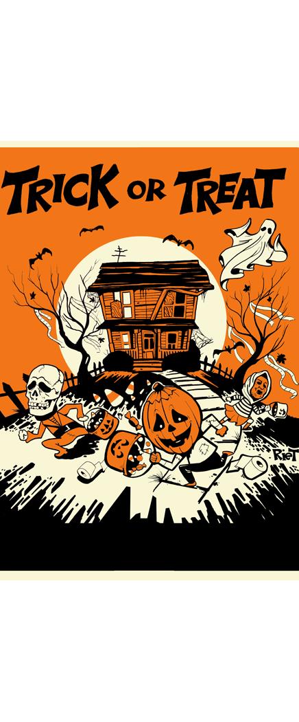 Halloween Trick-or-Treat Bag - The Wicked Three - Ghost, Skull & Jack-o'-Lantern