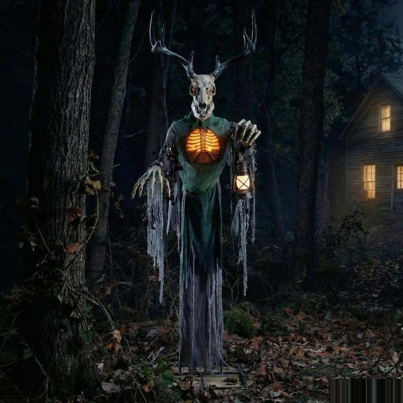 8 Ft. 2" Animated Skeleton Forest Creature with Horns Halloween Decoration