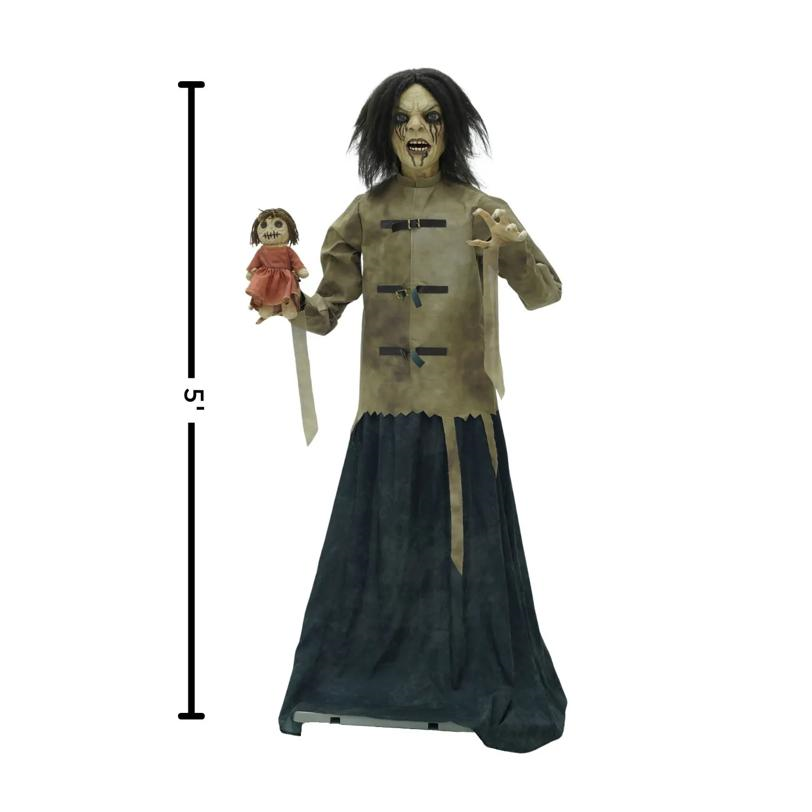 5 Ft. Maniac Mary in a Straitjacket with Doll Halloween Decoration