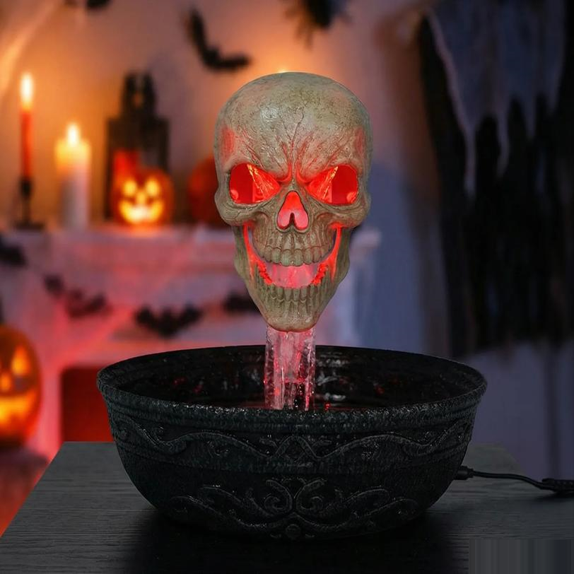 14" Bleeding Skull Fountain Halloween Decoration