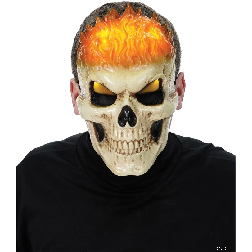 Light-Up Orange Inferno Skull Mask