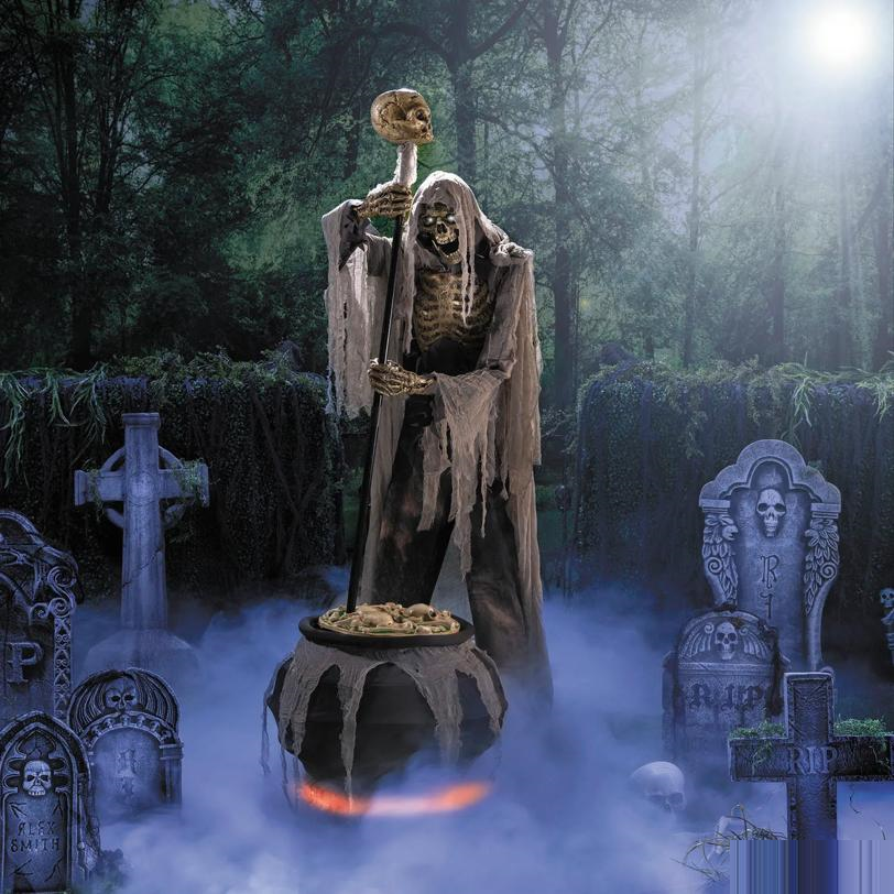 6 Ft. 7" Skeleton Stirring Cauldron Halloween Decoration