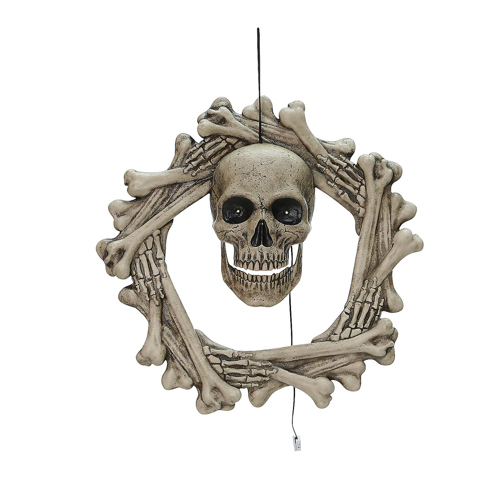 Bone Wreath Animated Halloween Decor, 18"