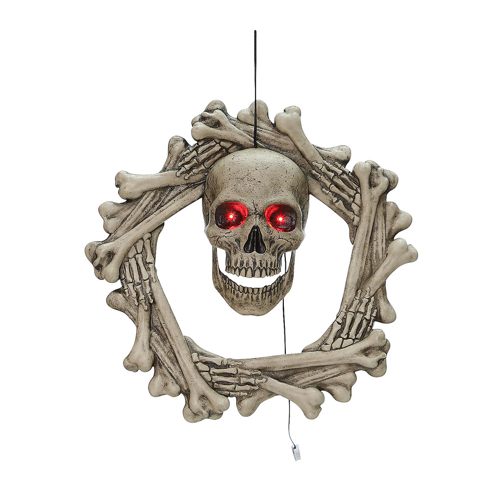 Bone Wreath Animated Halloween Decor, 18"