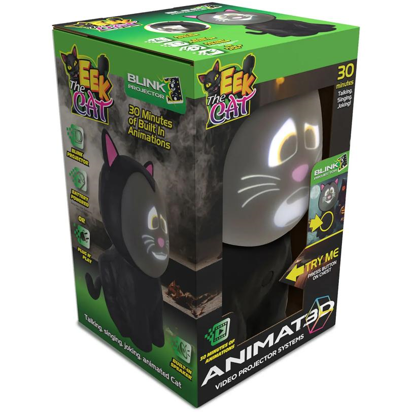 ANIMAT3D Eek the Cat 3D Animated Light-Up Black Cat Halloween Decoration