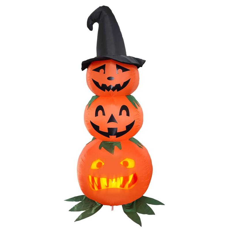 ANIMAT3D Inflatable Stacked Jabberin' Jack Animated Light-up Jack-O'-Lanterns Outdoor Halloween Decoration