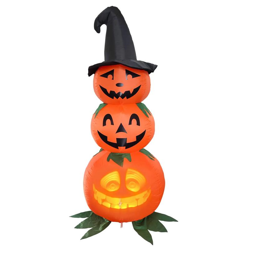 ANIMAT3D Inflatable Stacked Jabberin' Jack Animated Light-up Jack-O'-Lanterns Outdoor Halloween Decoration